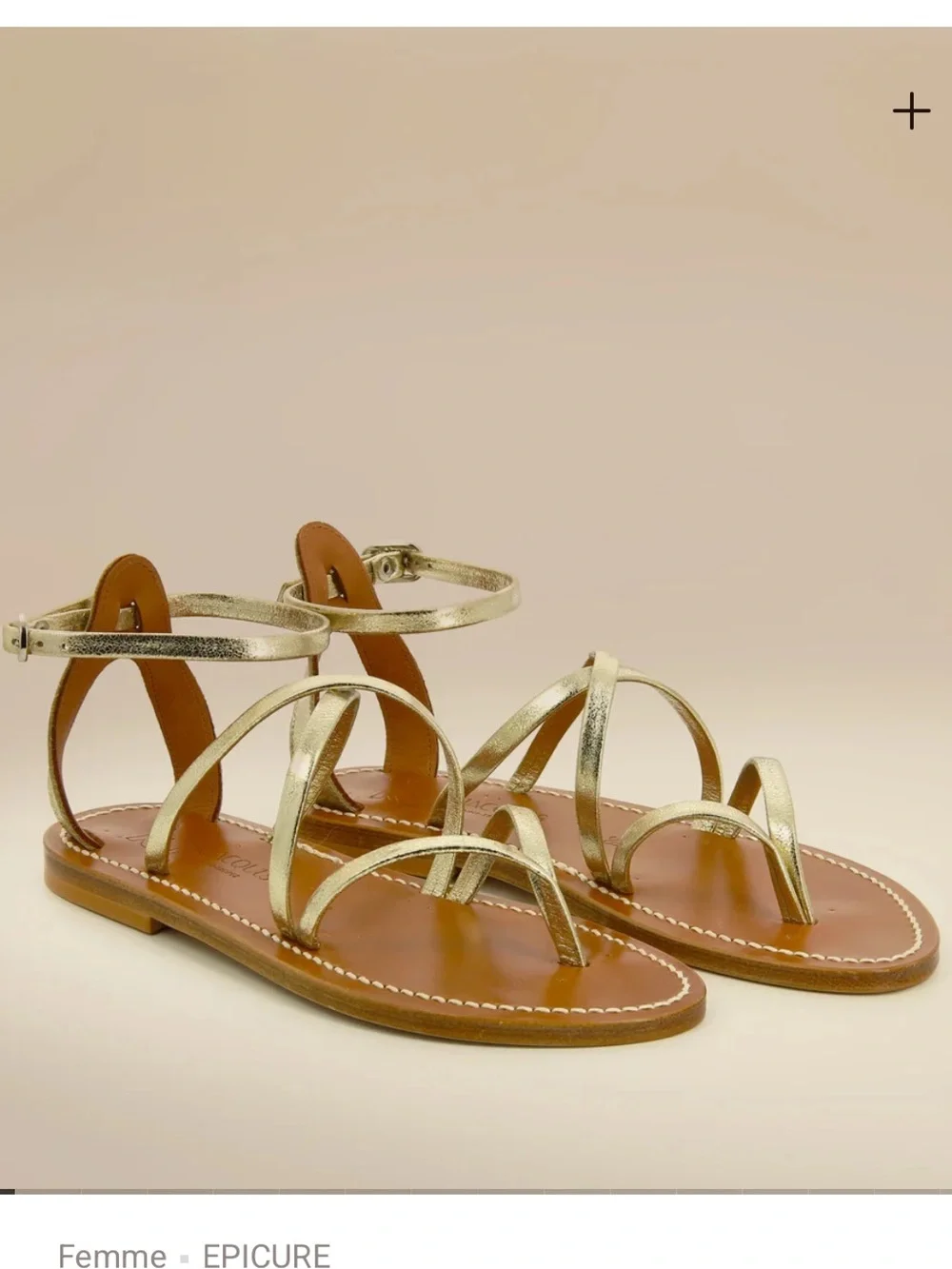 K.Jacques Metallic Gold Leather Strappy Sandals
